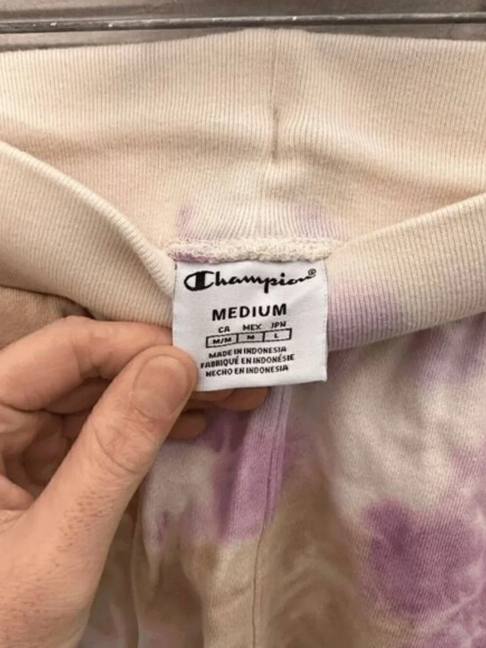 Champion Mens Purple White Tan Tie Dye Active Sweat Shorts Size Medium